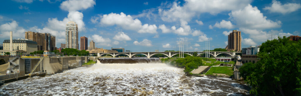 Stone Arch Bridge with falls, Minneapolis